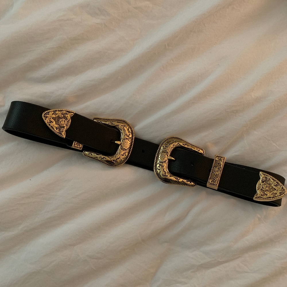 B-Low the Belt Western Gold and Black Belt L